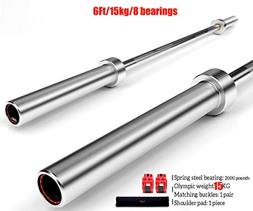 ZHLL 6-Foot /33LB Colored Olympic Bar for Weightlifting and Squatting Six-Foot Eight-Axis Silver