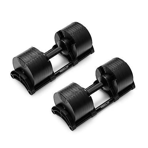 Bells of Steel Adjustable Dumbbells Set NUOBELL - Machined Steel Plates, Knurled Handle, Black 5-80 lb