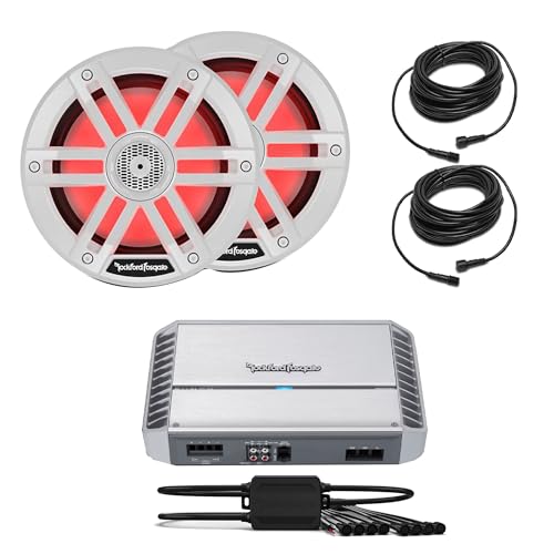 Rockford Fosgate PM500X2 2 Channel Marine Amplifier with M1-8 8" Speakers and RGB Light Controller