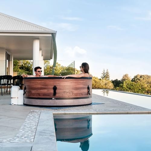 M Spa Duet 6-Person Outdoor Hot Tub with 138 Bubble Jets & Wi-Fi App, Woodgrain