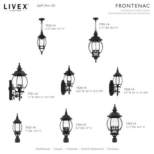 Livex Outdoor Post Light with Clear Beveled Glass Shades Black
