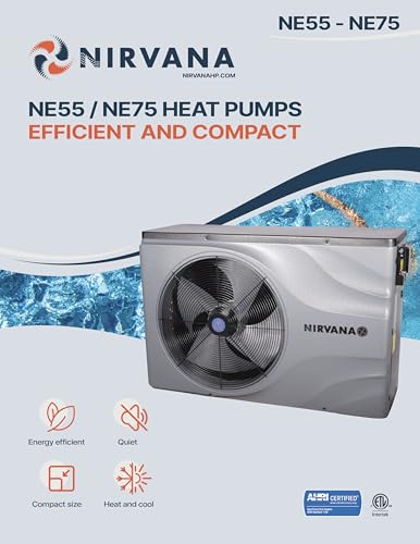 NIRVANA NE55 AHRI Certified Spa & Pool Heat Pump 55,000 BTU Gray/Black