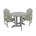 Highwood Commercial Grade 3 Pc Muskoka Adirondack Bistro Dining Set with 36” Table Eucalyptus
