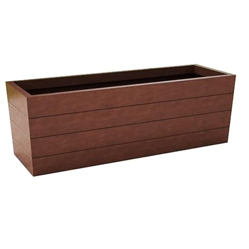 Generic Madera Tapered Rectangle Fiberglass Planter 36" x 15" x 24" Walnut
