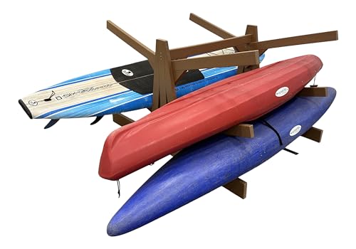 Log Kayak Rack Double Sided Freestanding Recycled Poly Kayak Rack Nutmeg Brown
