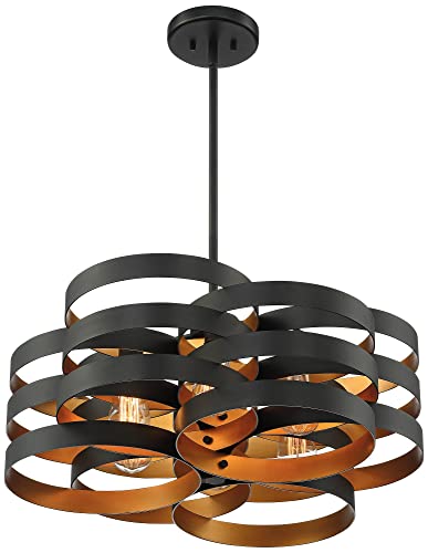 Possini Euro Design Zia Black Gold Metal 6-Light Chandelier Black