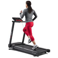 Sunny Health & Fitness Slim Folding Treadmill with 12-Level Auto Incline Black