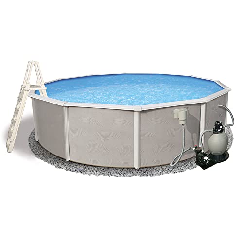 Blue Wave Belize 27-Feet Round 52-Inch Deep Swimming Pool Package Beige