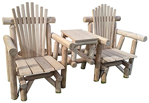 Furniture Barn USA Outdoor White Cedar Log Mr & Mrs. Glider White Cedar