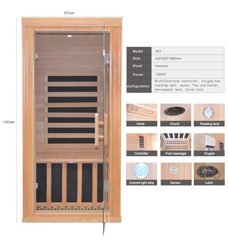 IKTG Infrared Sauna Room Low Magnetic Graphene Heating Canadian Hemlock Khaki