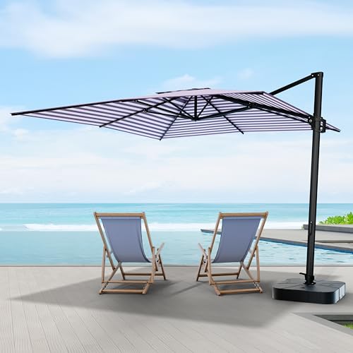 Midtown Umbrellas 9x9 Ft Outdoor Cantilever Patio Umbrella - Terylast Midtown Stripes