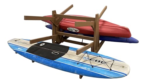 Log Kayak Rack Double Sided Freestanding Recycled Poly Kayak Rack Nutmeg Brown