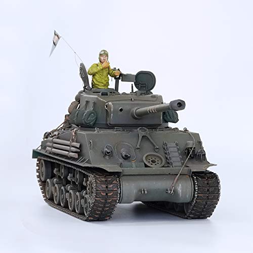 HOOBEN 1/16 M4A3E8 Fury Sherman Tank with Camouflage & Figure Dark Green
