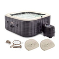 Intex PureSpa Plus Greystone Inflatable Square Hot Tub with Maintenance Kit & Seats Gray