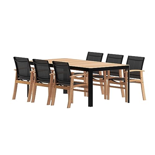Brampton Amazonia Ratezza 7-Piece Outdoor Dining Table Set Black