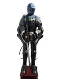 NauticalMart Medieval Black Knight Crusader Suit of Armour Silver - Custom Size with Free Stand & Cape