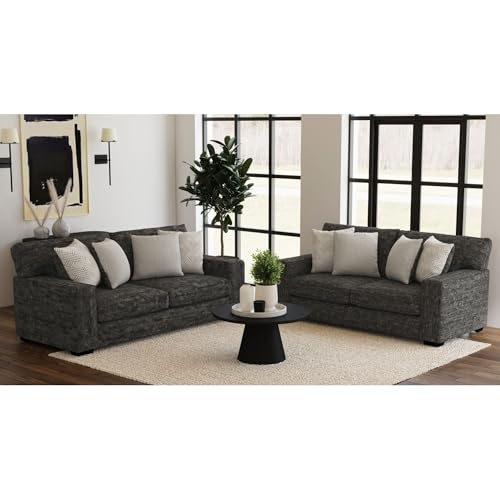 Picket House Furnishings Molly Loveseat Galactic Charcoal with 4 Pillows