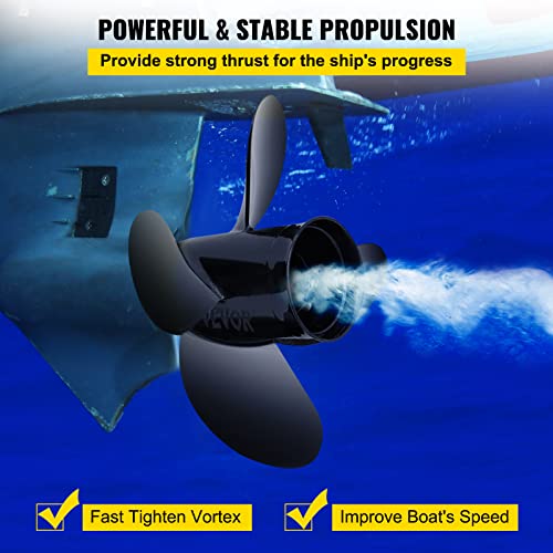 VEVOR Outboard Propeller Replacement for OEM 48-8M0084495 + Hydraulic Steering Kit Black