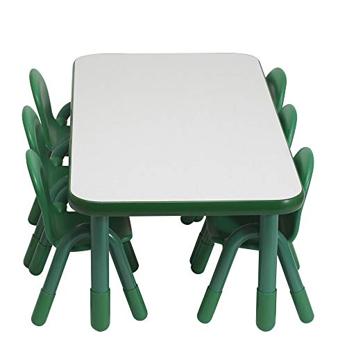 Angeles Baseline Preschool Rectangular Table & Chair Set Solid Green