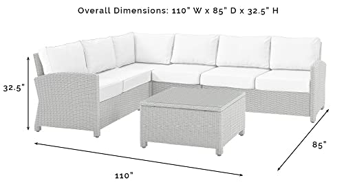 Crosley Furniture Bradenton 5-Piece Outdoor Sectional Sofa Set Brown with Sangria Cushions