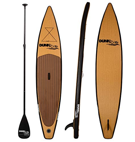DUNNRITE Inflatable Stand Up Paddle Board Kit Natural Wood