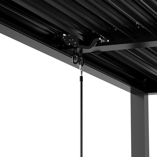Kaimei 10x13FT Aluminum Louvered Pergola Black - Adjustable Shade & Rain Resistant Patio Cover for Backyard Garden