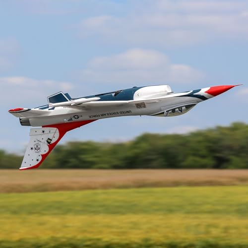 E-flite RC Airplane F-16 Thunderbirds 70mm EDF Jet BNF Basic Red/White
