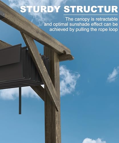 VerisShade 10x10 Ft Cedar Pergola with Canopy Charcoal Grey