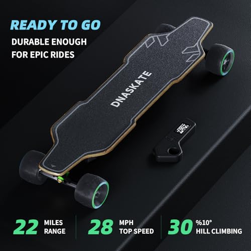 DNASKATE V4 Electric Skateboard with Remote 28 Mph 22 Miles Range 800W Hub-Motor