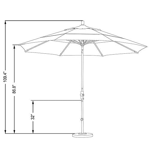 California Umbrella 11' Round Aluminum Market Umbrella with Crank Lift and Collar Tilt, Canvas