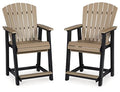 Signature Design by Ashley Outdoor Fairen Trail HDPE Patio Barstool, 2 Count Brown