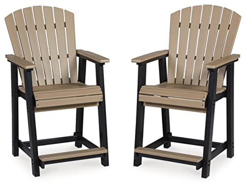 Signature Design by Ashley Outdoor Fairen Trail HDPE Patio Barstool, 2 Count Brown