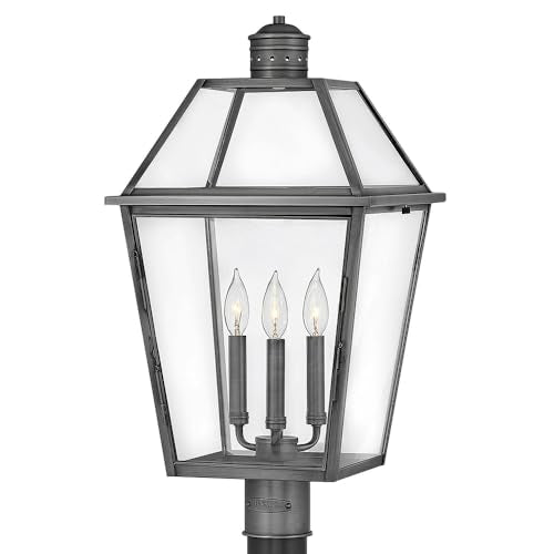 Hinkley Nouvelle Collection Three Light Outdoor Medium Post Top/Pier Mount Blackened Brass/Black