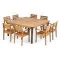 Christopher Knight Home Stockton Outdoor 8-Seater Acacia Wood Dining Set Teak + Rustic Metal