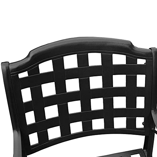 Oakland Living Modern Ornate Outdoor Mesh Aluminum 68-in Rectangular Patio Dining Set with Six Chairs Black