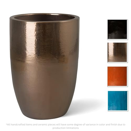 Emissary Gold Stoneware Round Planter 23in L x 32in H