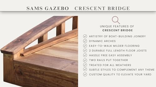 SamsGazebos Crescent Japanese Style Wood Garden Bridge 8 Brown