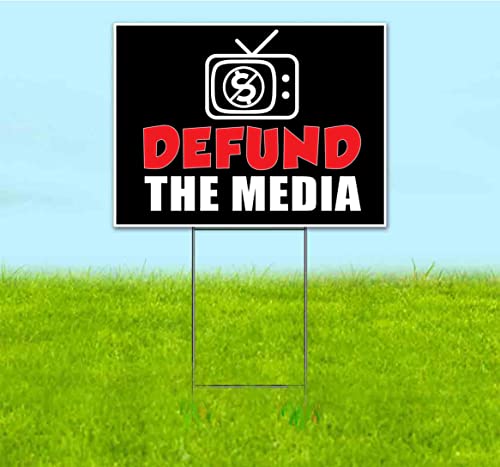 TampaPrinting Defund The Media Yard Sign 18" x 24" with Metal Stake