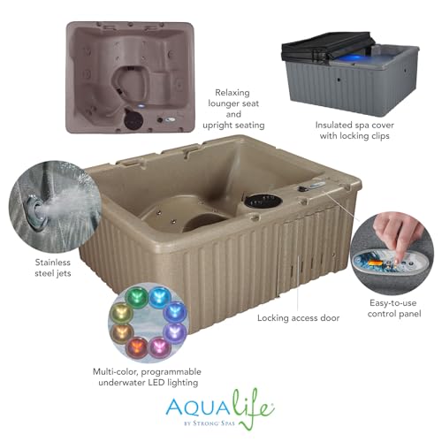 Aqualife by Strong Spas 3-4 Person Hot Tub with Hydrotherapy Jets and LED Lighting Gray Granite