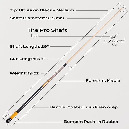 Meucci Pool Cue - SW Bar Box 1, Smoke Stained Forearm, Curly Maple Points, High Impact Cue Tips, Irish Linen Wrap - 19 Oz Professional Billiard Stick