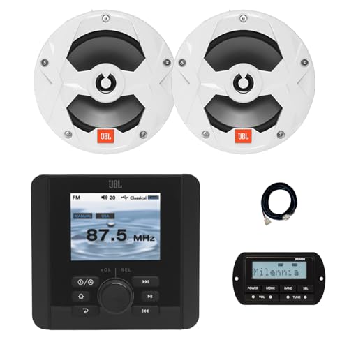 Enrock Marine JBL JAM5000N Marine Radio Receiver with Wired Remote and 2x 6.5" Speakers White