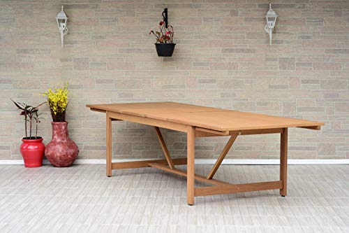 Brampton Patio Athens 11-Piece Outdoor Dining Table Set Light Teak Finish
