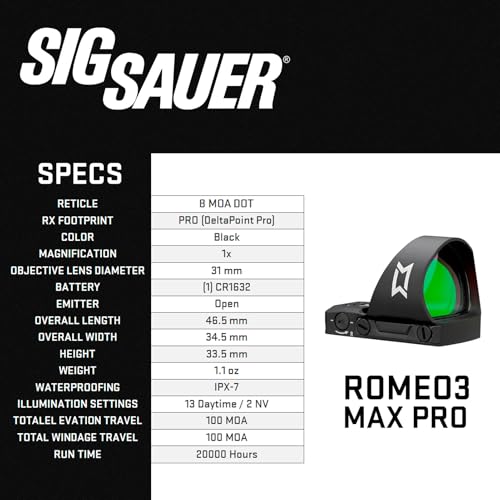 Sig Sauer ROMEO3MAX PRO 1x31mm Reflex Sight Black