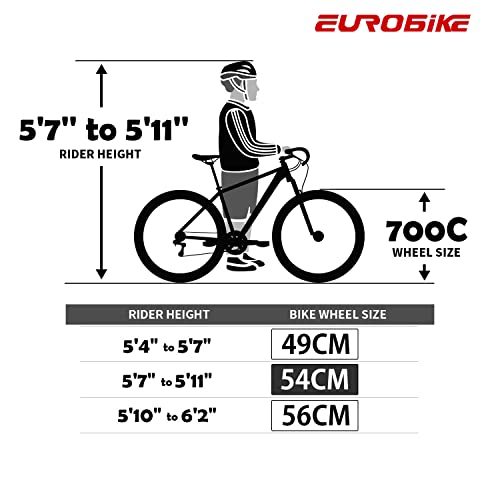 EUROBIKE Road Bike TSM550 21 Speed Dual Disc Brake 54CM 700C 3-Spoke Wheels Black White