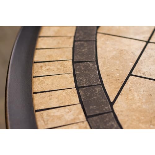 Hanover Monaco 7-Piece Outdoor Dining Set with Contoured Swivel Chairs and 56" Round Tile-Top Table Tan