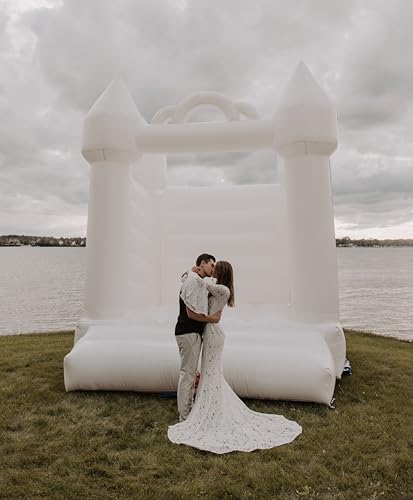 Pogo Bounce House White Inflatable Wedding Castle 13x12x14.5 ft