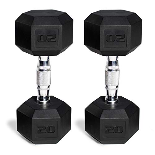 CAP Barbell Rubber Coated Dumbbell Set with Storage Rack (150-Pound) Black