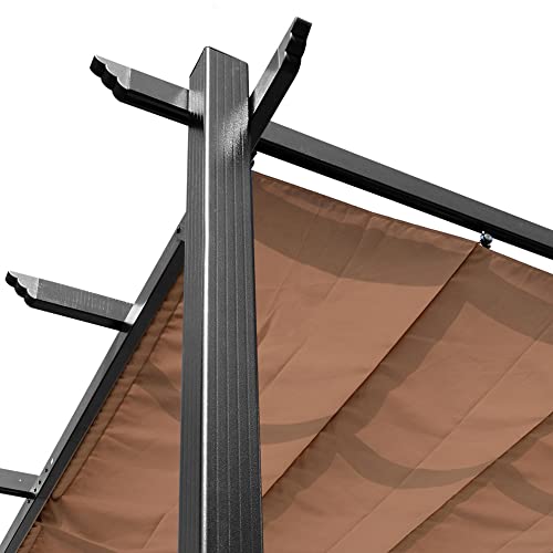 Outsunny 10' x 13' Aluminum Patio Pergola with Retractable Canopy Charcoal Gray