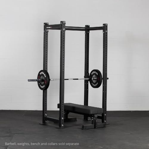Titan Fitness X-3 Series Tall Bolt-Down Power Rack with Weight Holders 24-in Depth Black
