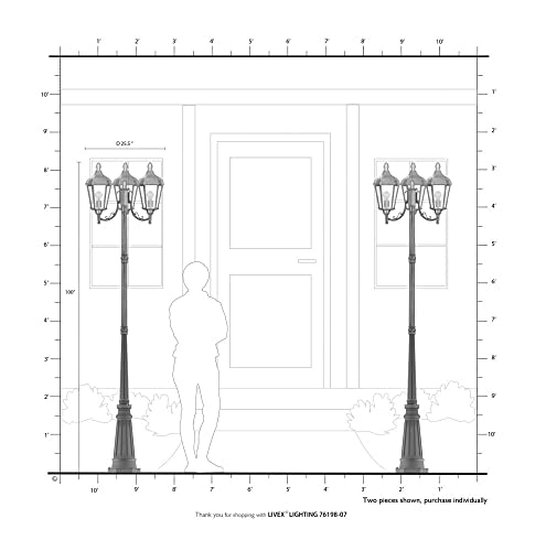 Livex 3 Light Outdoor Post Light Textured Black